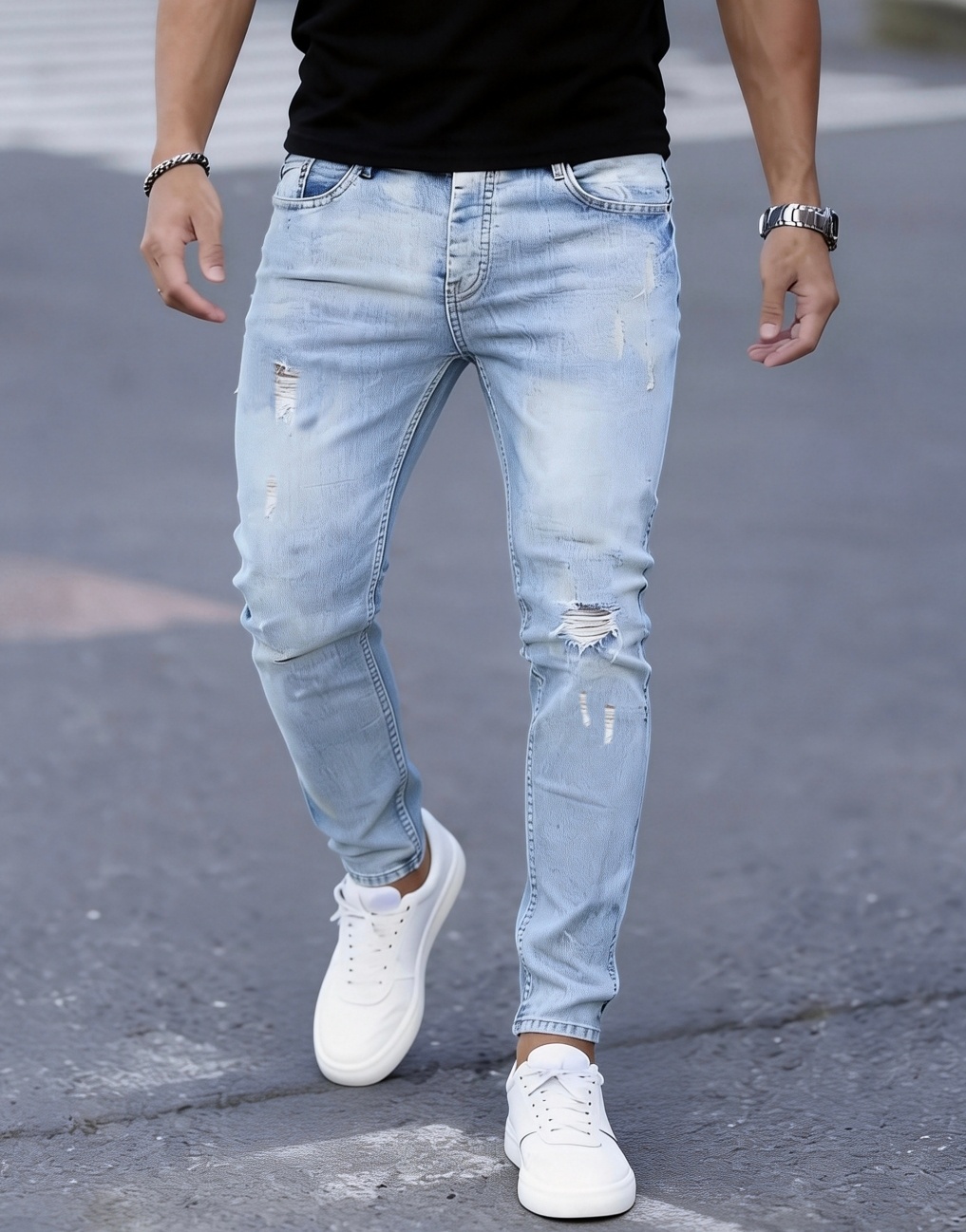 Men Formal Wear With Jeans - Calça Jeans Masculina Slim Fit com