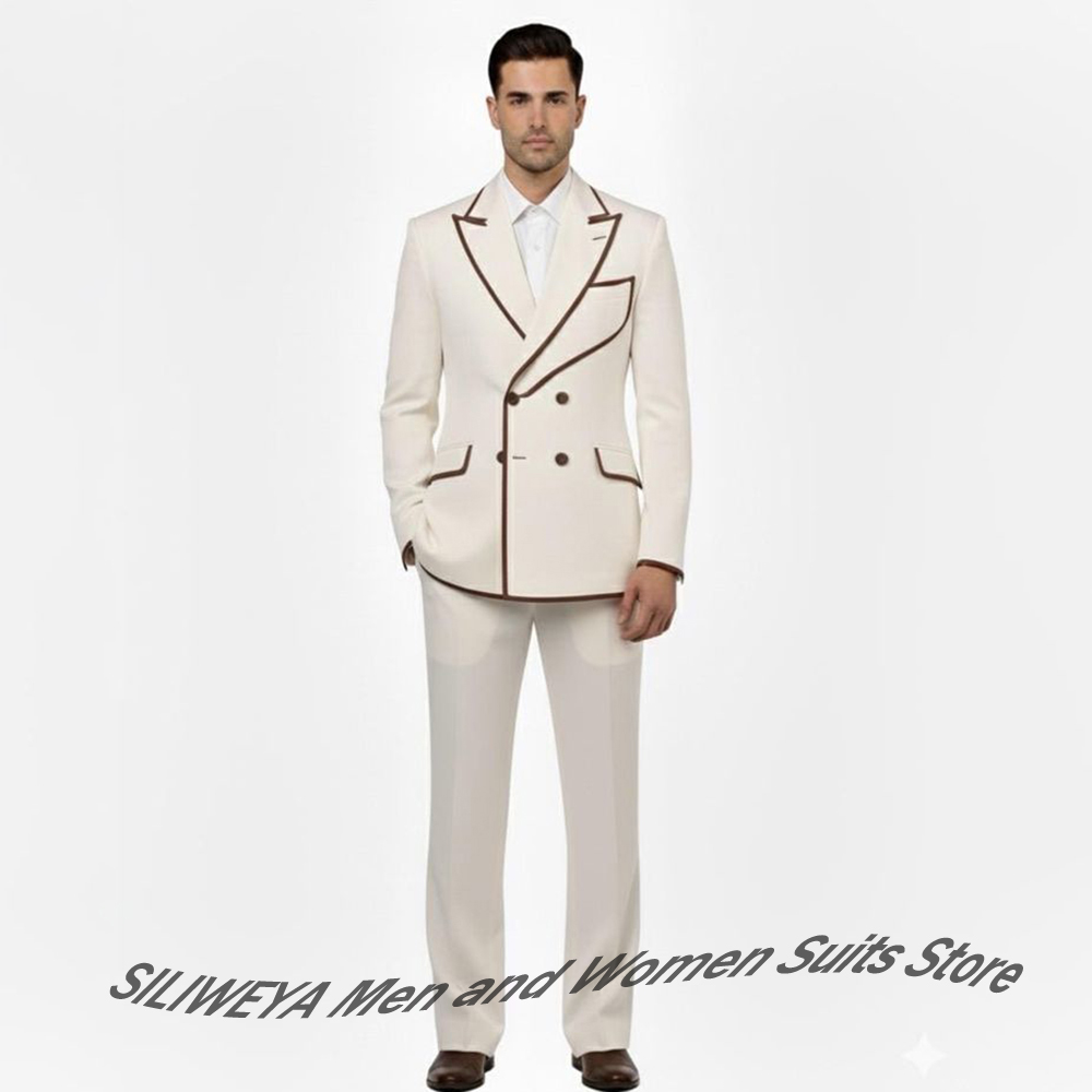 Men Formal Wear Brown - Conjunto de terno trespassado masculino elegante