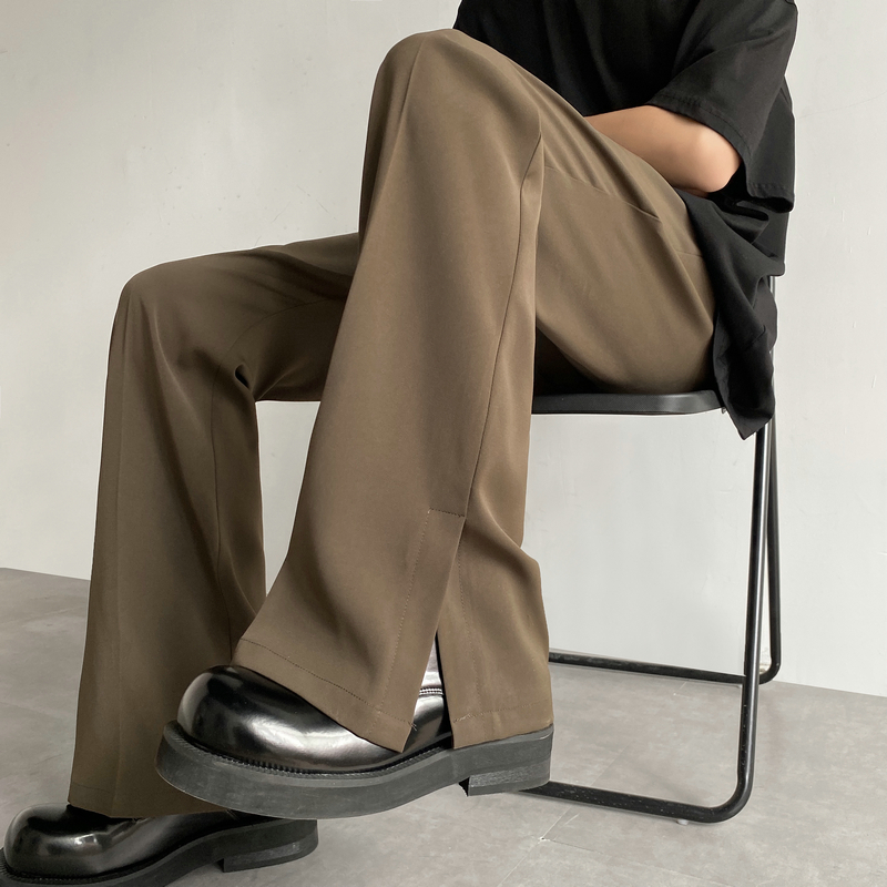 Men Formal Wear Brown - Calça casual solta para homens, calça