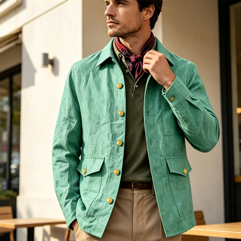 Men Linen Formal Wear - Jaqueta Masculina Vintage de Linho com