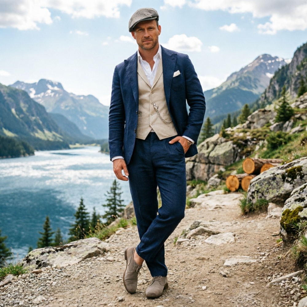Terno Masculino de Linho Verde - Men Linen Formal Wear avaliação e preço