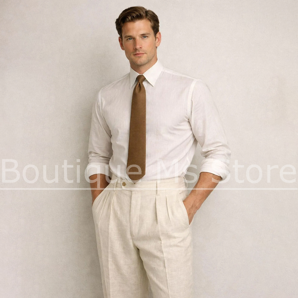 Terno Masculino de Linho 3 Peç - Men Linen Formal Wear avaliação e preço