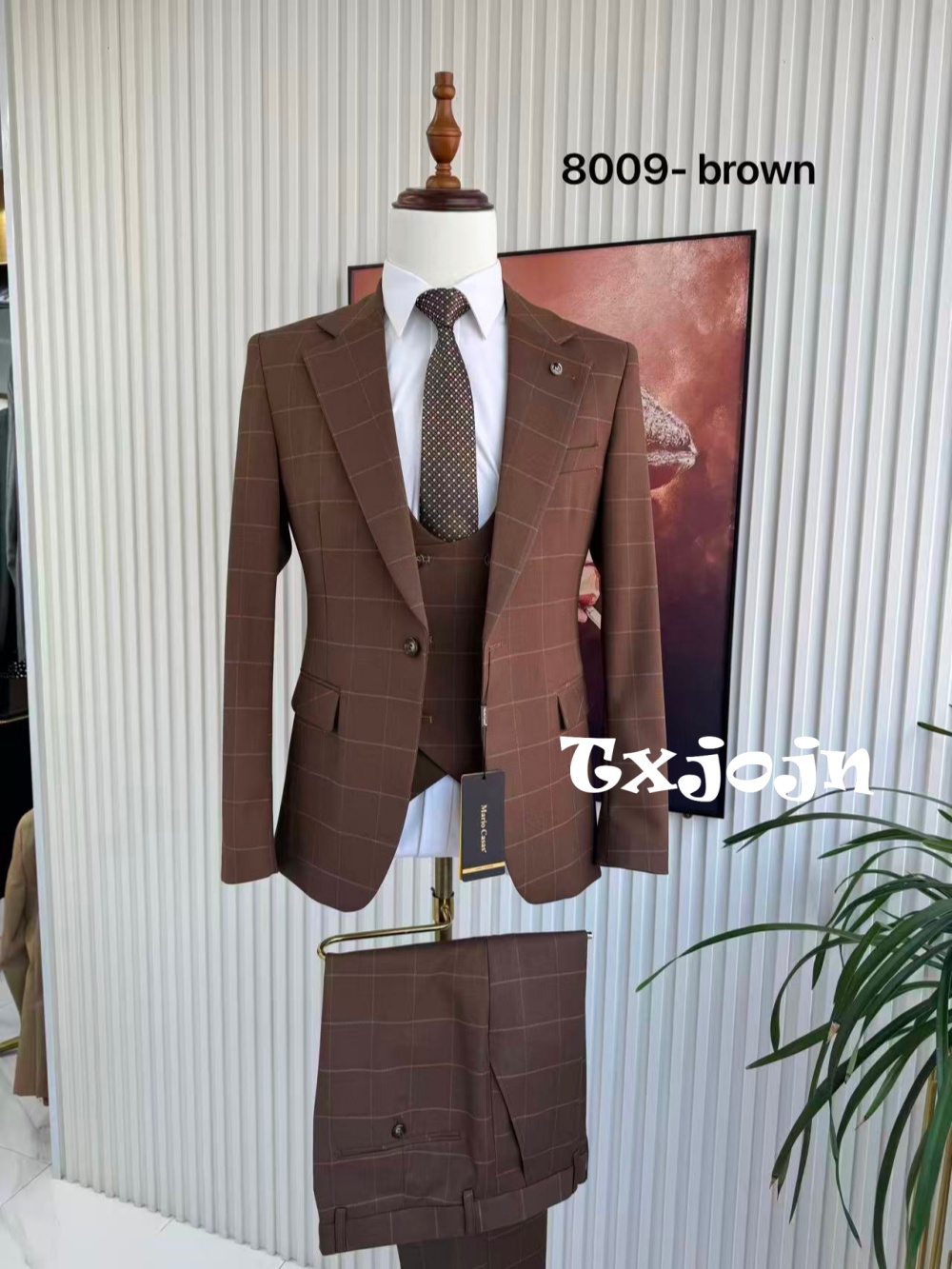 Terno Masculino Xadrez de 3 Pe - Men Formal Wear Pants avaliação e preço