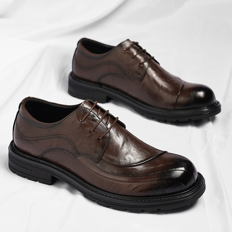 Sapatos de Couro Genuíno Marro - Men Formal Wear Brown avaliação e preço