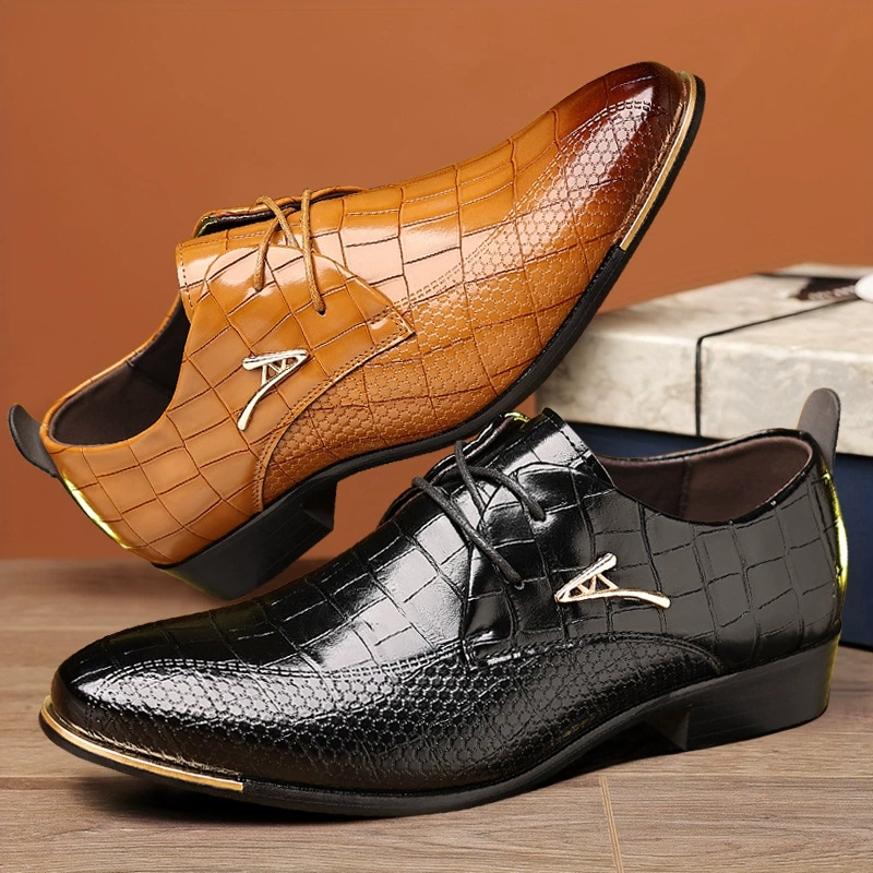Moda sapatos de couro do plutô - Men Formal Wear Brown avaliação e preço