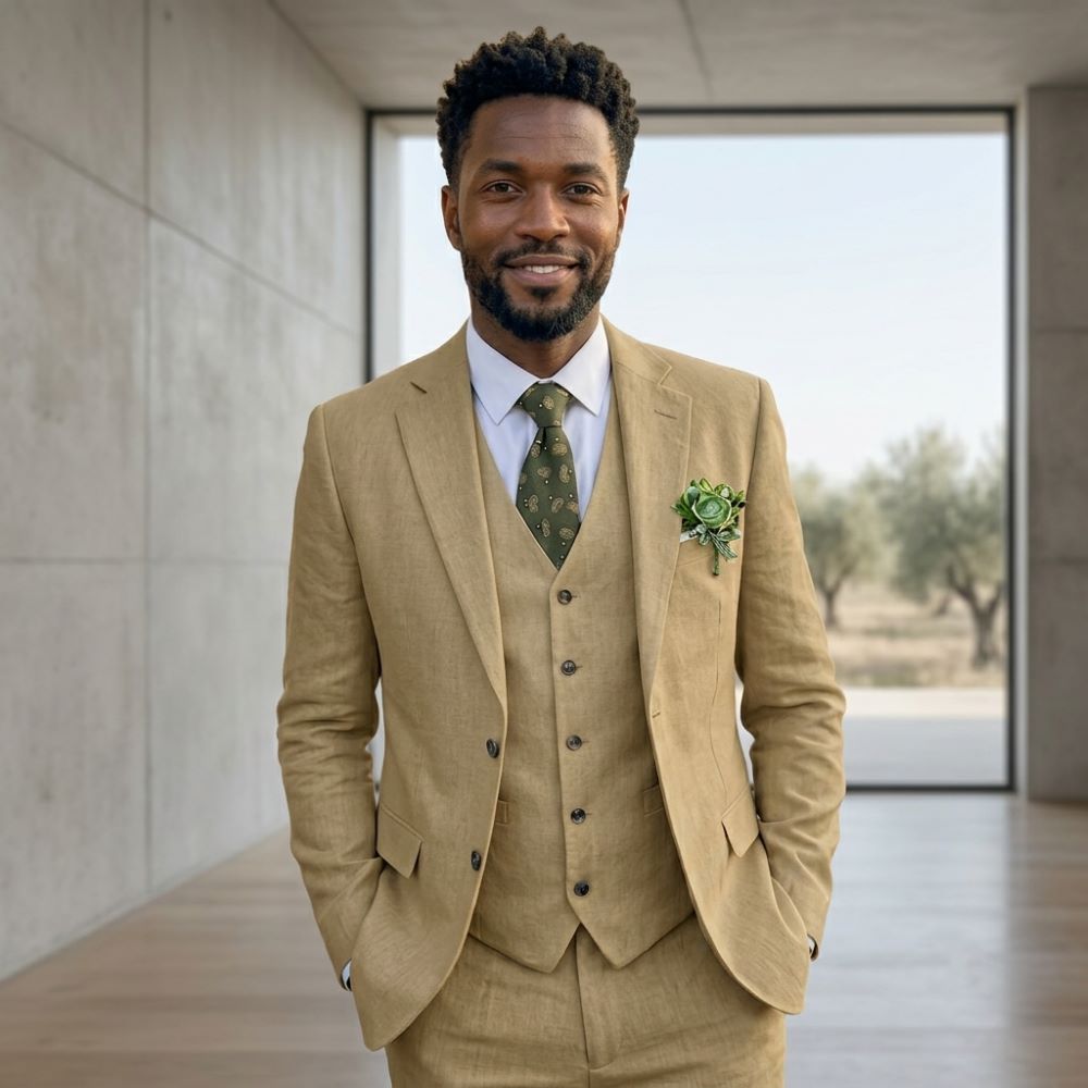 Ternos Masculinos de Linho com - Men Linen Formal Wear avaliação e preço