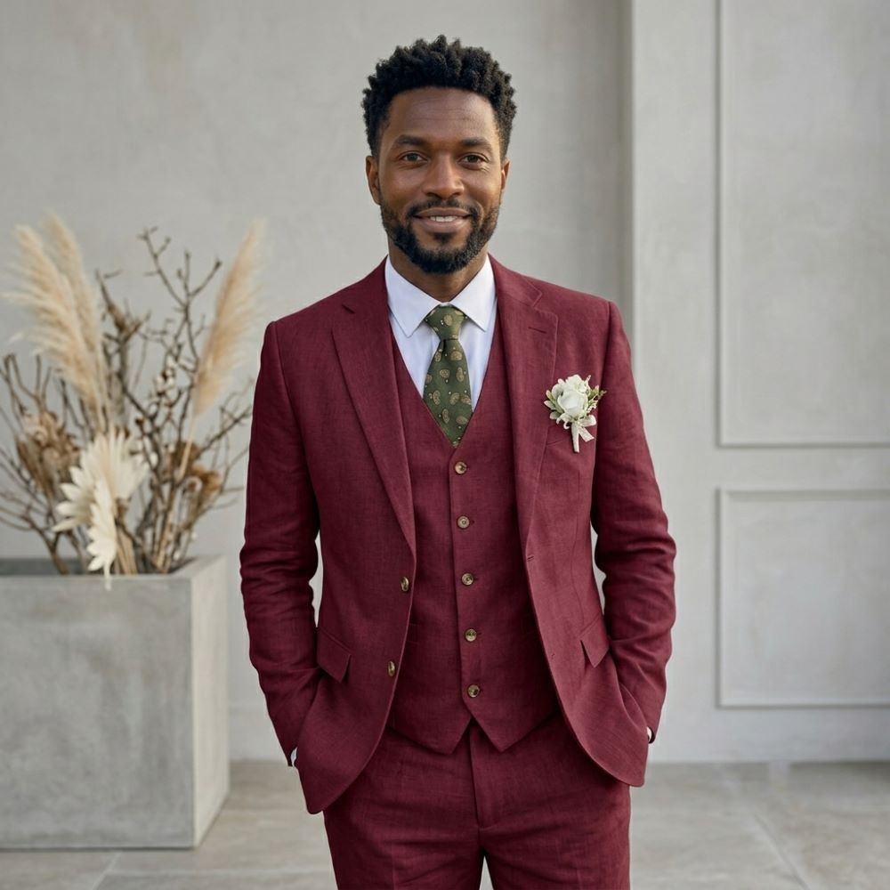 Ternos Masculinos de Linho com - Men Linen Formal Wear avaliação e preço