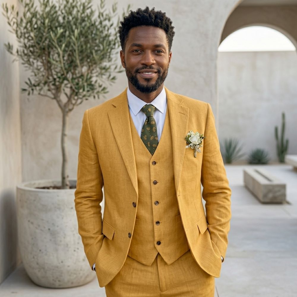 Ternos Masculinos de Linho com - Men Linen Formal Wear avaliação e preço