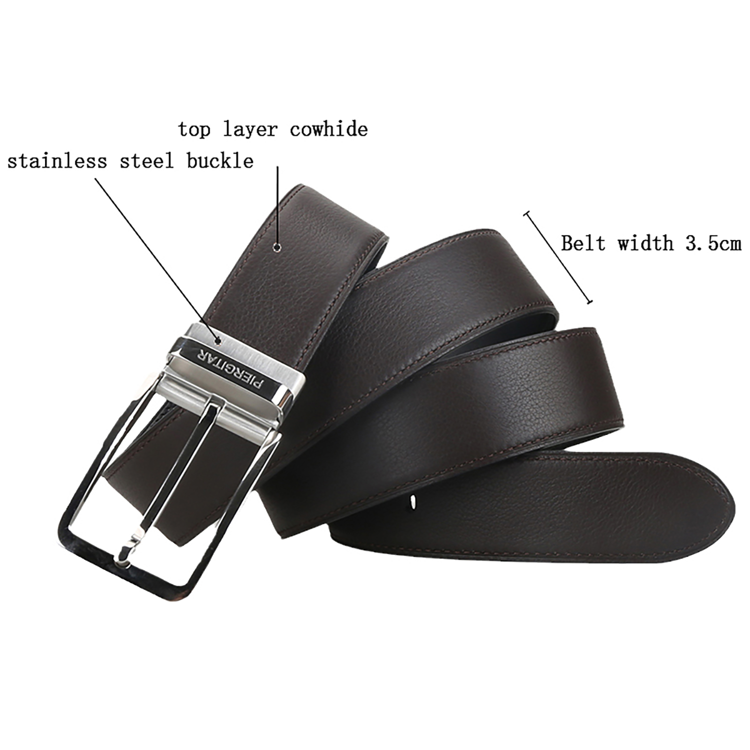 Cinto masculino de couro genuí - Men Formal Wear Brown avaliação e preço