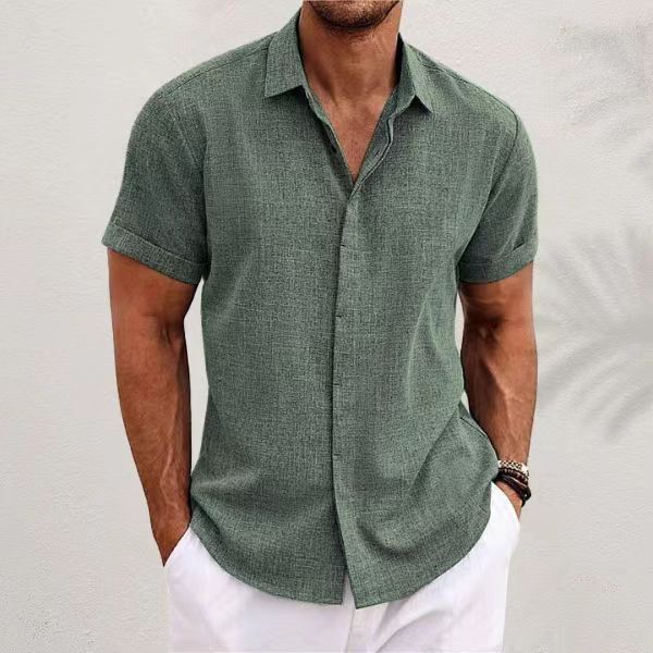 Moda masculina casual cor sóli - Men Linen Formal Wear avaliação e preço