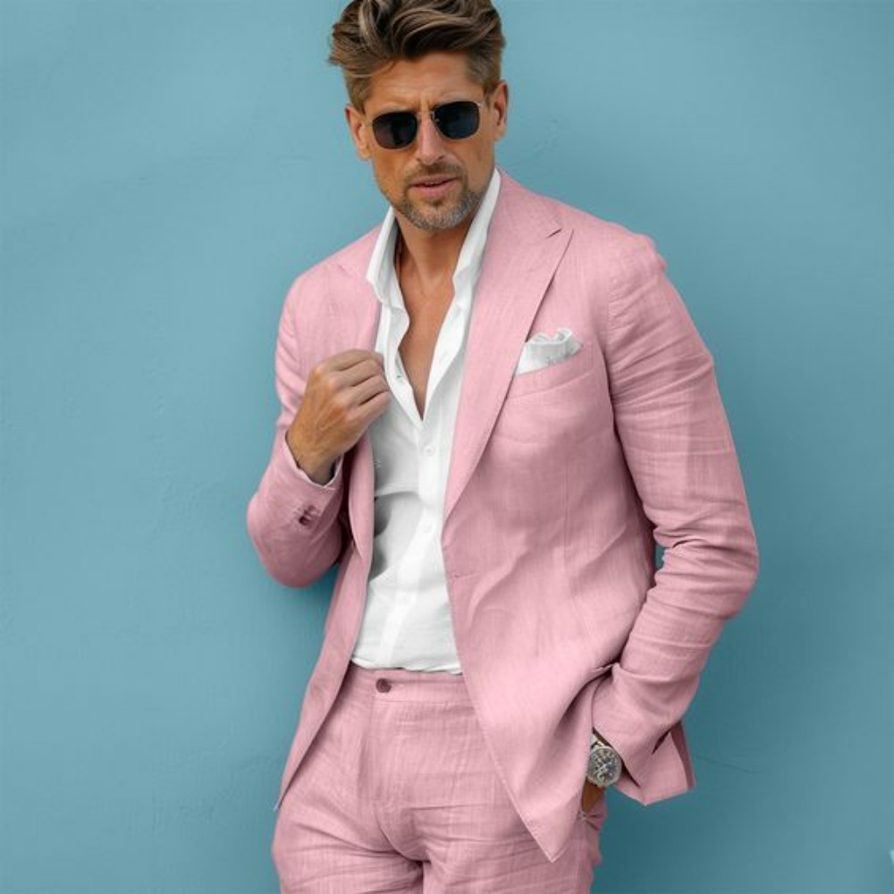 Conjunto de Terno Masculino de - Men Linen Formal Wear avaliação e preço