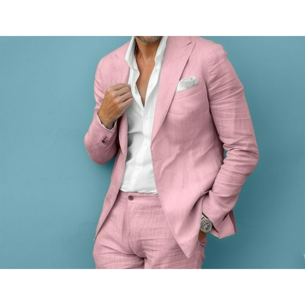 Conjunto de Terno Masculino de - Men Linen Formal Wear avaliação e preço