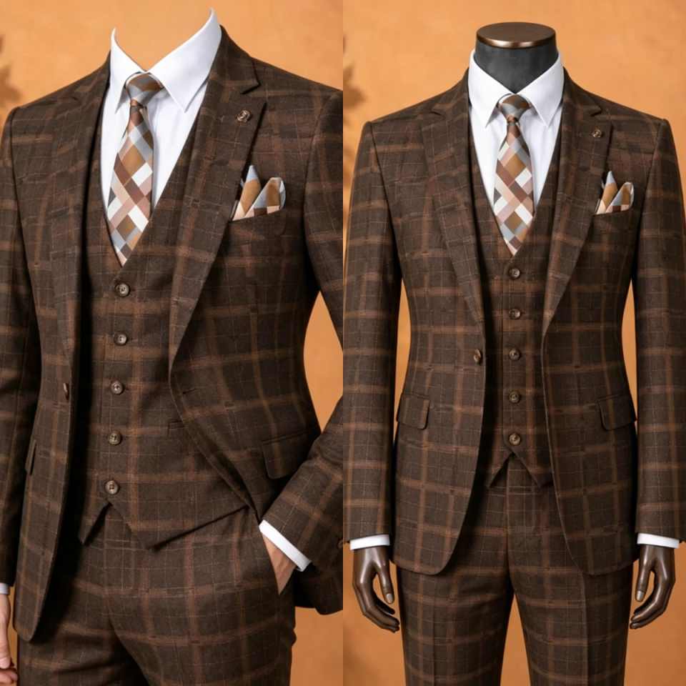 Elegante Terno Masculino Xadre - Men Formal Wear Brown avaliação e preço