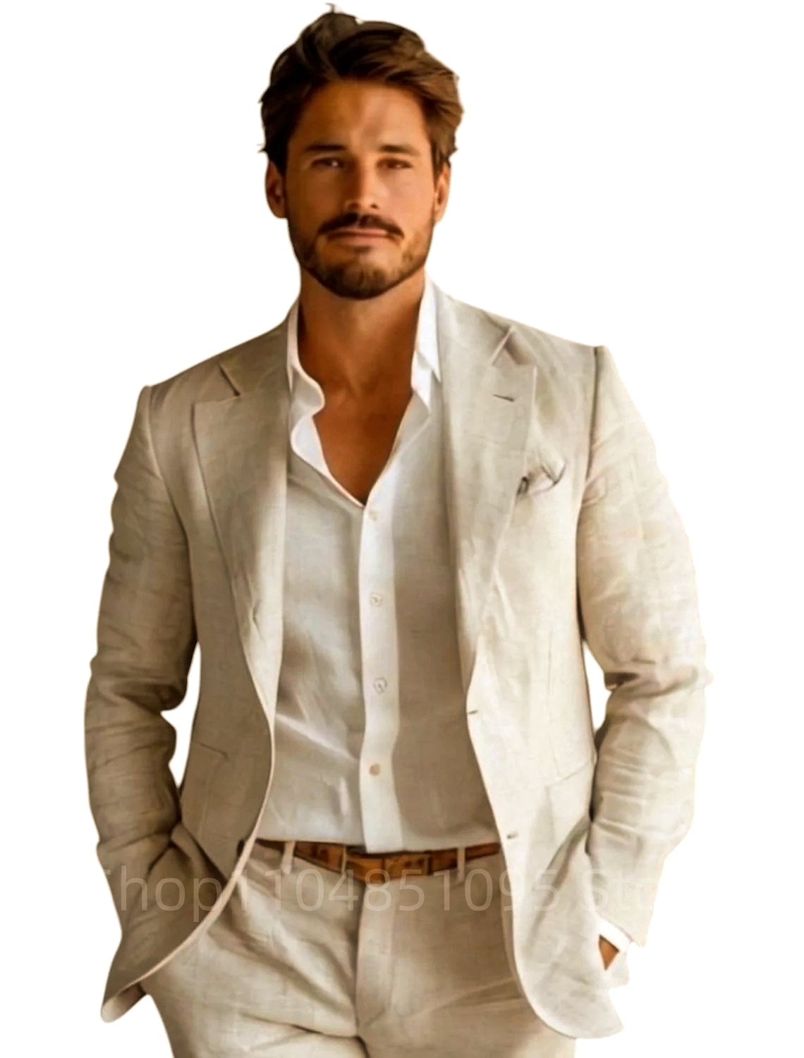 Blazer Masculino Azul Slim Fit - Men Linen Formal Wear avaliação e preço
