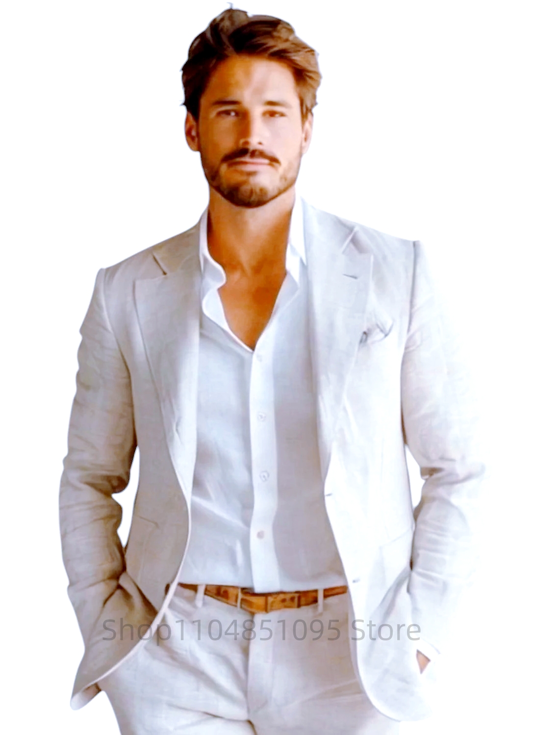 Blazer Masculino Azul Slim Fit - Men Linen Formal Wear avaliação e preço