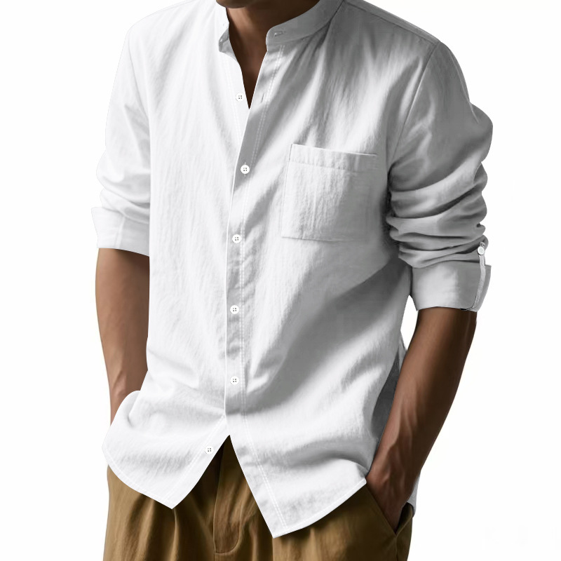 Camisa masculina de linho com  - Men Linen Formal Wear avaliação e preço